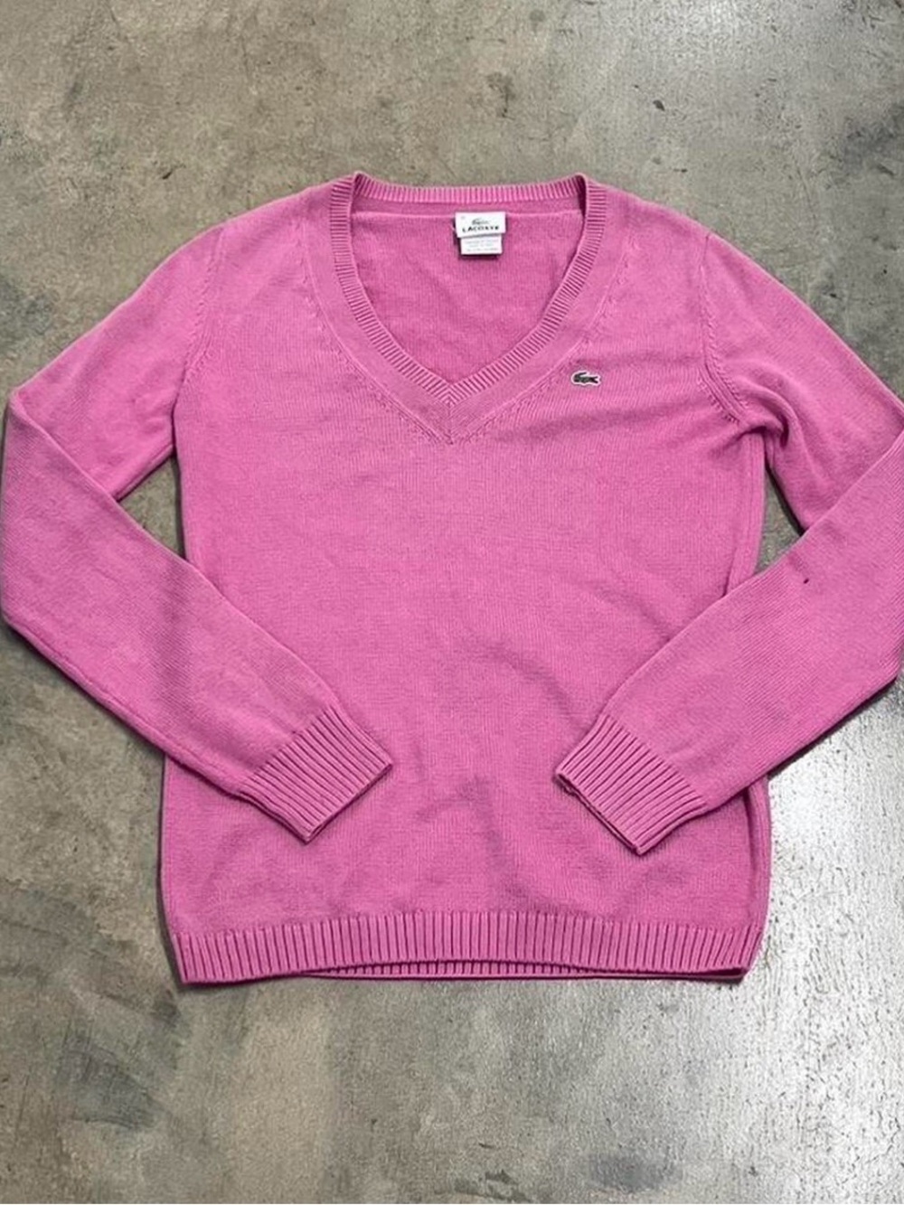 Lacoste Women's Pink V-Neck Sweater